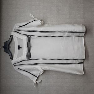 Talbots Black and White Linen Blouse